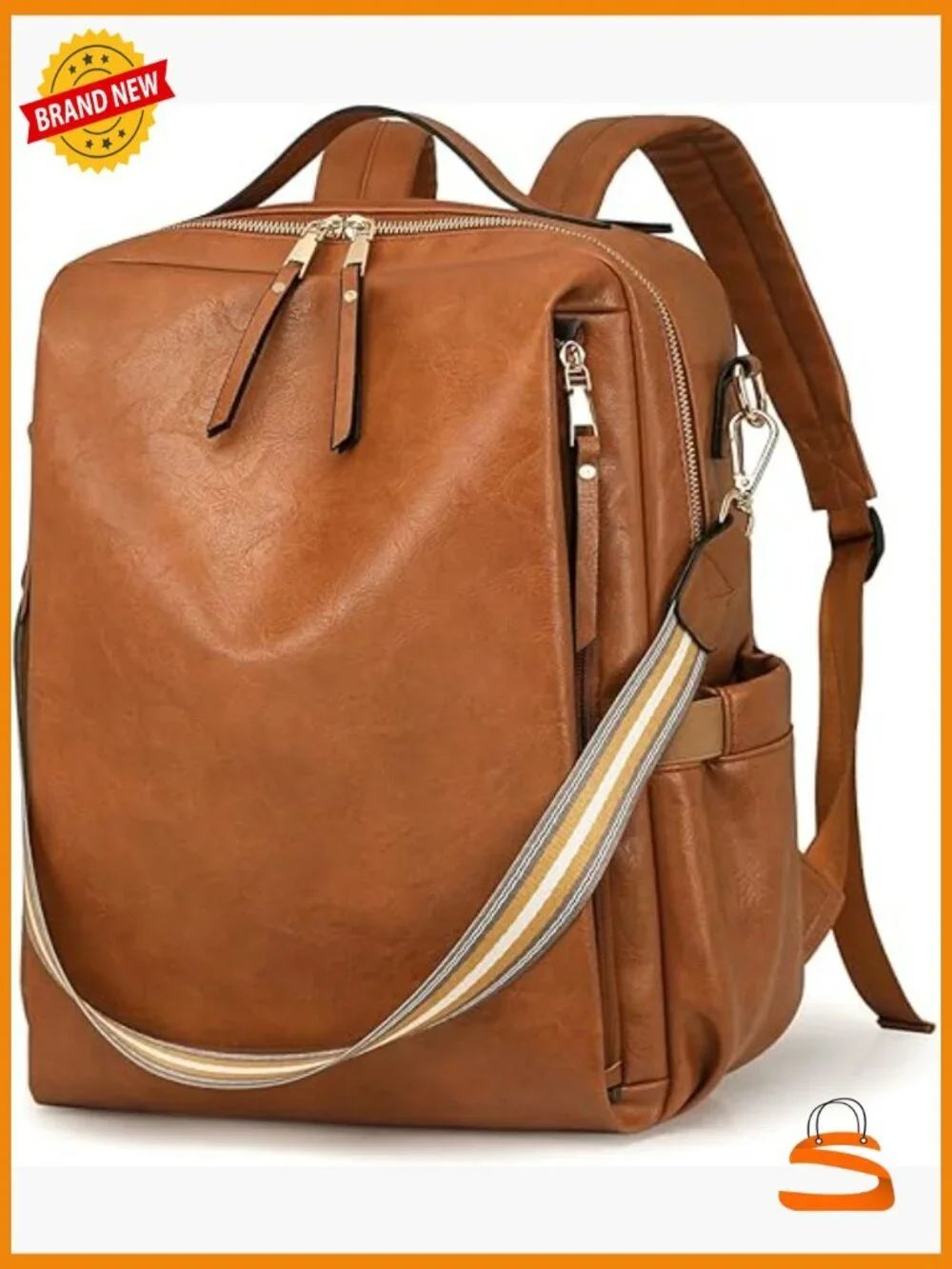 PU Leather Large Backpack Purse Convertible Satchel Handbag Travel Work Laptop